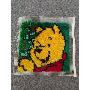 Completed Latch Hook Christmas Tigger Santa for Pillow Cover Wall Picture 12 1/2